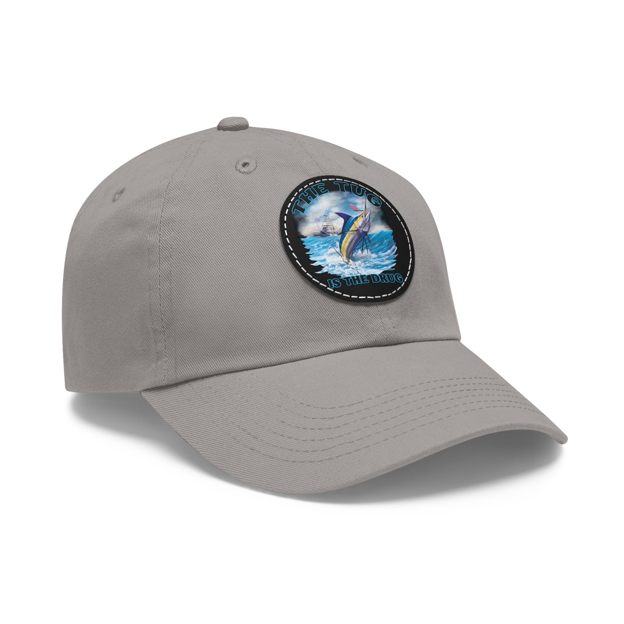 The Tug Is The Drug Dad Hat with Leather Patch, Casual Dad Cap, Summer Hat, Beachwear Accessory, Gift for Dad, Fishing Cap, Everyday Wear - Get Tight Gear
