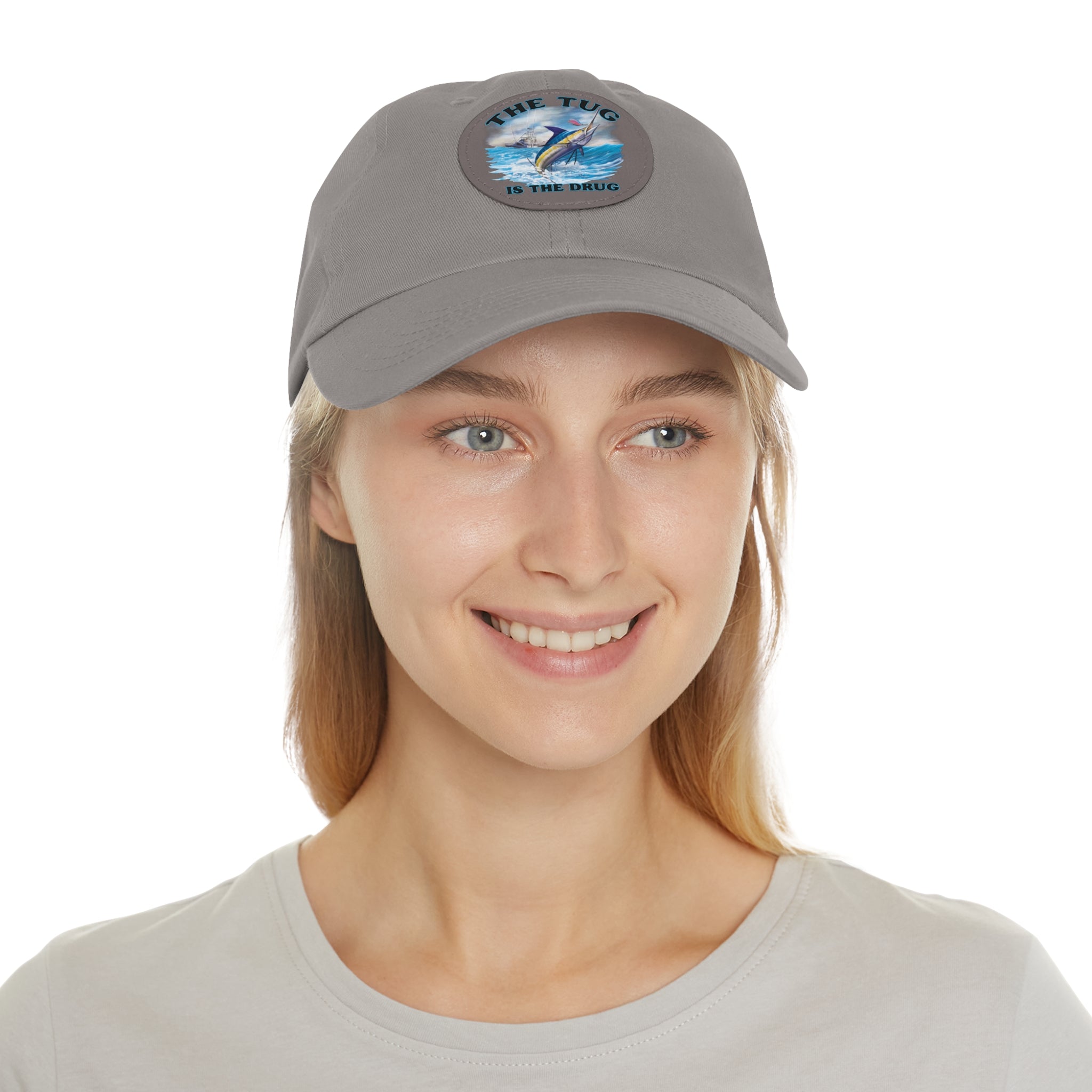 The Tug Is The Drug Dad Hat with Leather Patch, Casual Dad Cap, Summer Hat, Beachwear Accessory, Gift for Dad, Fishing Cap, Everyday Wear - Get Tight Gear