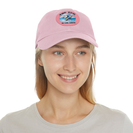 The Tug Is The Drug Dad Hat with Leather Patch, Casual Dad Cap, Summer Hat, Beachwear Accessory, Gift for Dad, Fishing Cap, Everyday Wear - Get Tight Gear