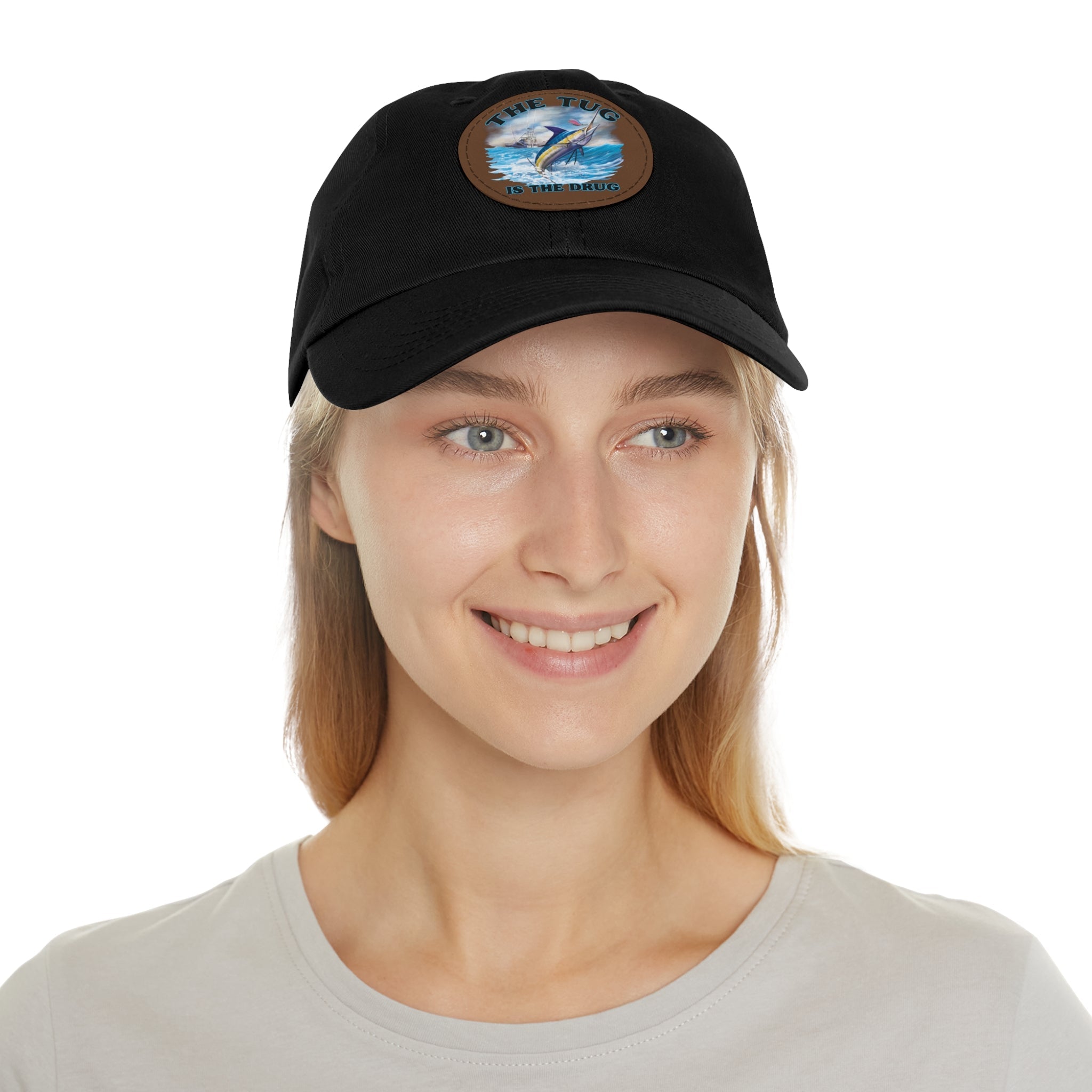 The Tug Is The Drug Dad Hat with Leather Patch, Casual Dad Cap, Summer Hat, Beachwear Accessory, Gift for Dad, Fishing Cap, Everyday Wear - Get Tight Gear