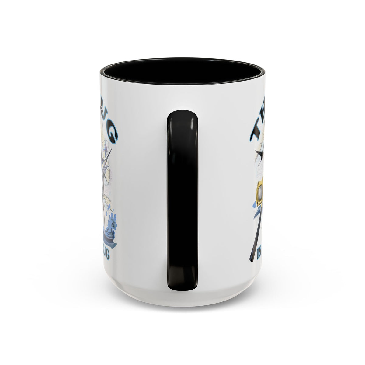 The Tug Is The Drug™ Fishing Enthusiast Accent Mug - Perfect Gift for Anglers, Coffee Lovers, Ocean Vibes, Fishing Gifts, Men & Women - Get Tight Gear