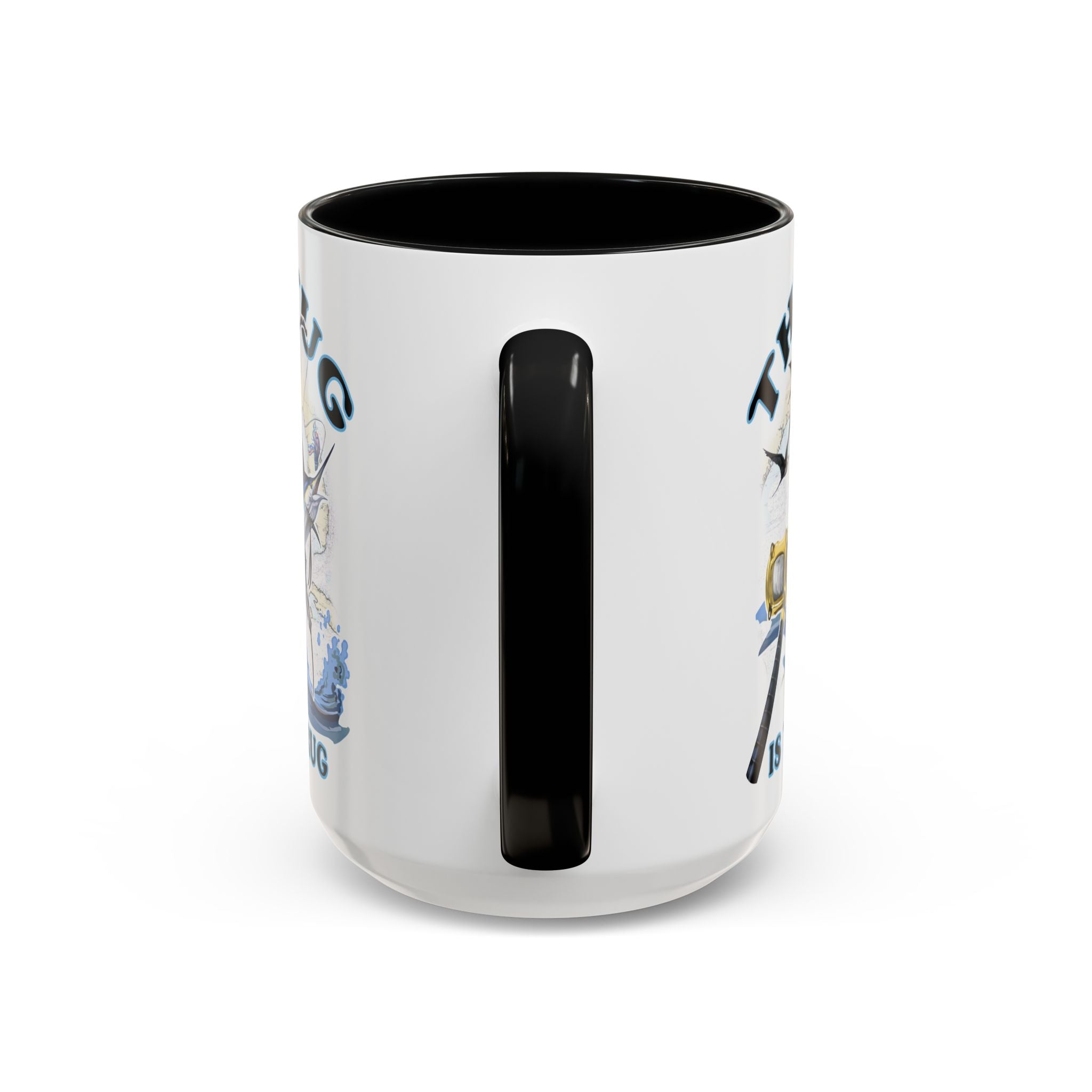 The Tug Is The Drug™ Fishing Enthusiast Accent Mug - Perfect Gift for Anglers, Coffee Lovers, Ocean Vibes, Fishing Gifts, Men & Women - Get Tight Gear