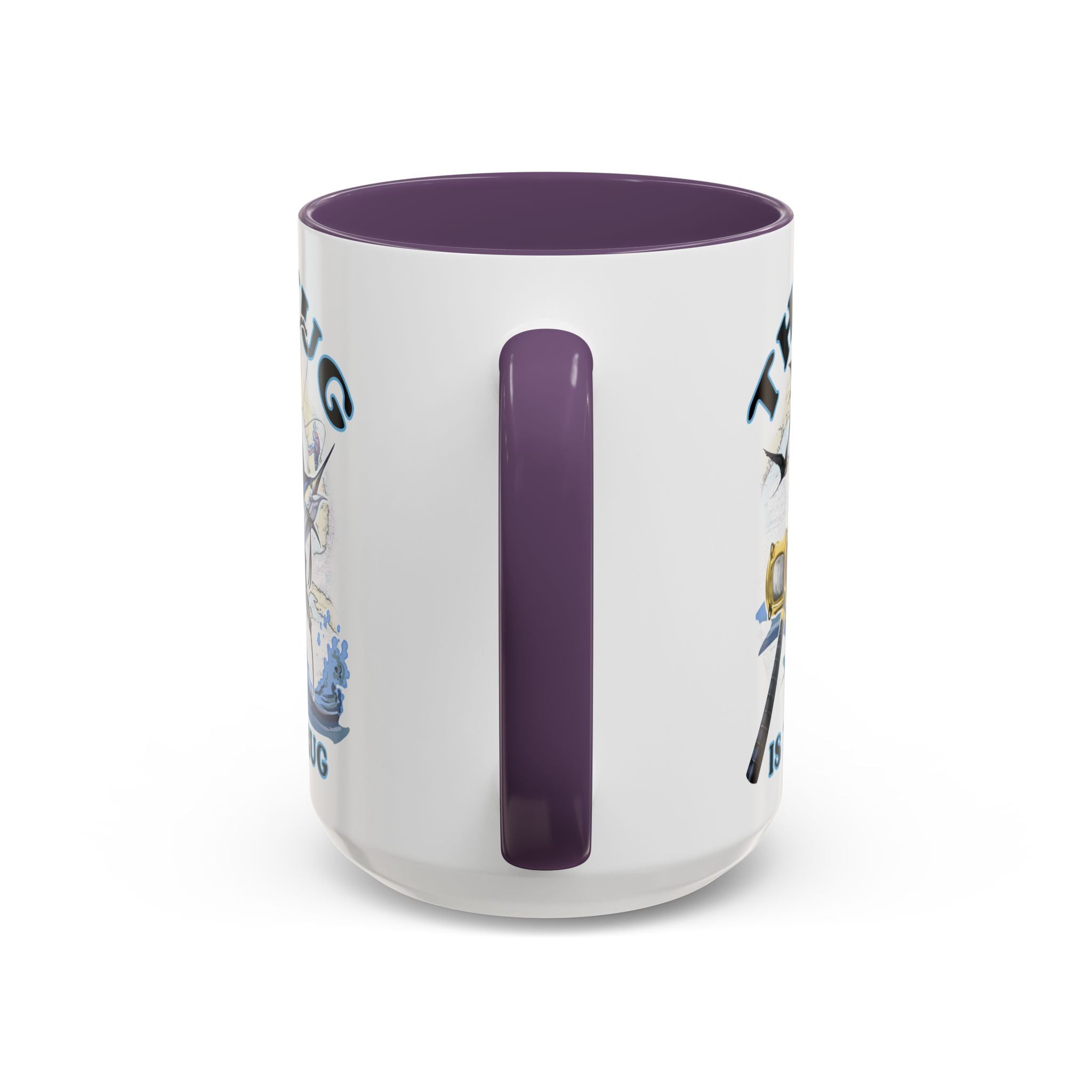 The Tug Is The Drug™ Fishing Enthusiast Accent Mug - Perfect Gift for Anglers, Coffee Lovers, Ocean Vibes, Fishing Gifts, Men & Women - Get Tight Gear