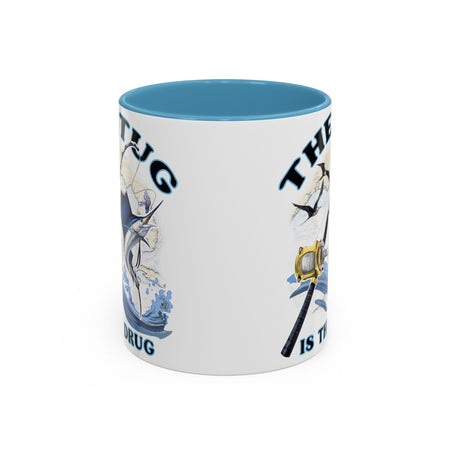 The Tug Is The Drug™ Fishing Enthusiast Accent Mug - Perfect Gift for Anglers, Coffee Lovers, Ocean Vibes, Fishing Gifts, Men & Women - Get Tight Gear