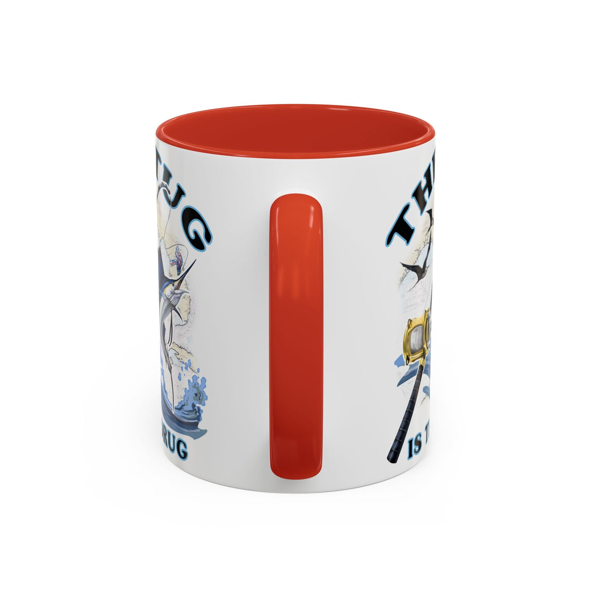 The Tug Is The Drug™ Fishing Enthusiast Accent Mug - Perfect Gift for Anglers, Coffee Lovers, Ocean Vibes, Fishing Gifts, Men & Women - Get Tight Gear