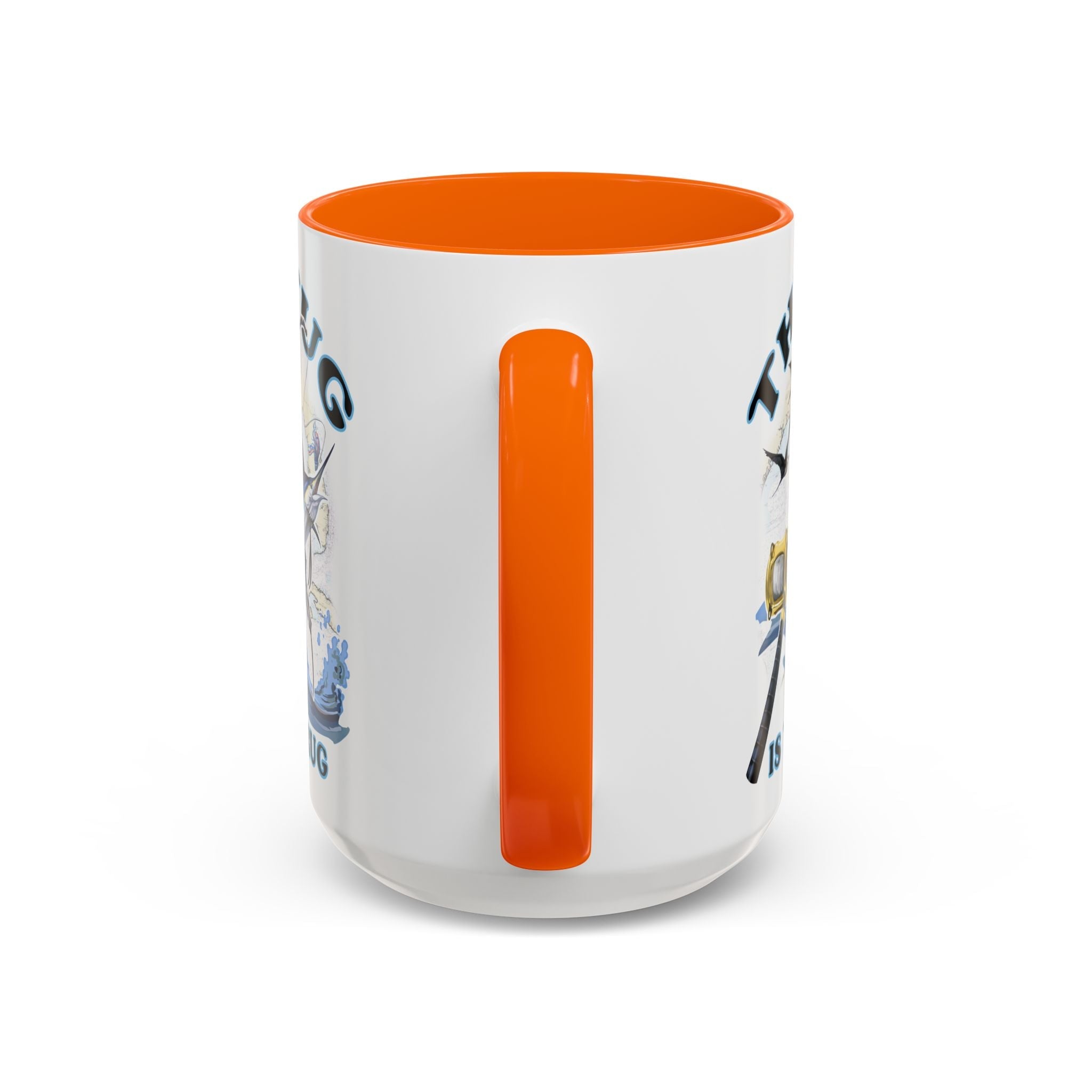 The Tug Is The Drug™ Fishing Enthusiast Accent Mug - Perfect Gift for Anglers, Coffee Lovers, Ocean Vibes, Fishing Gifts, Men & Women - Get Tight Gear