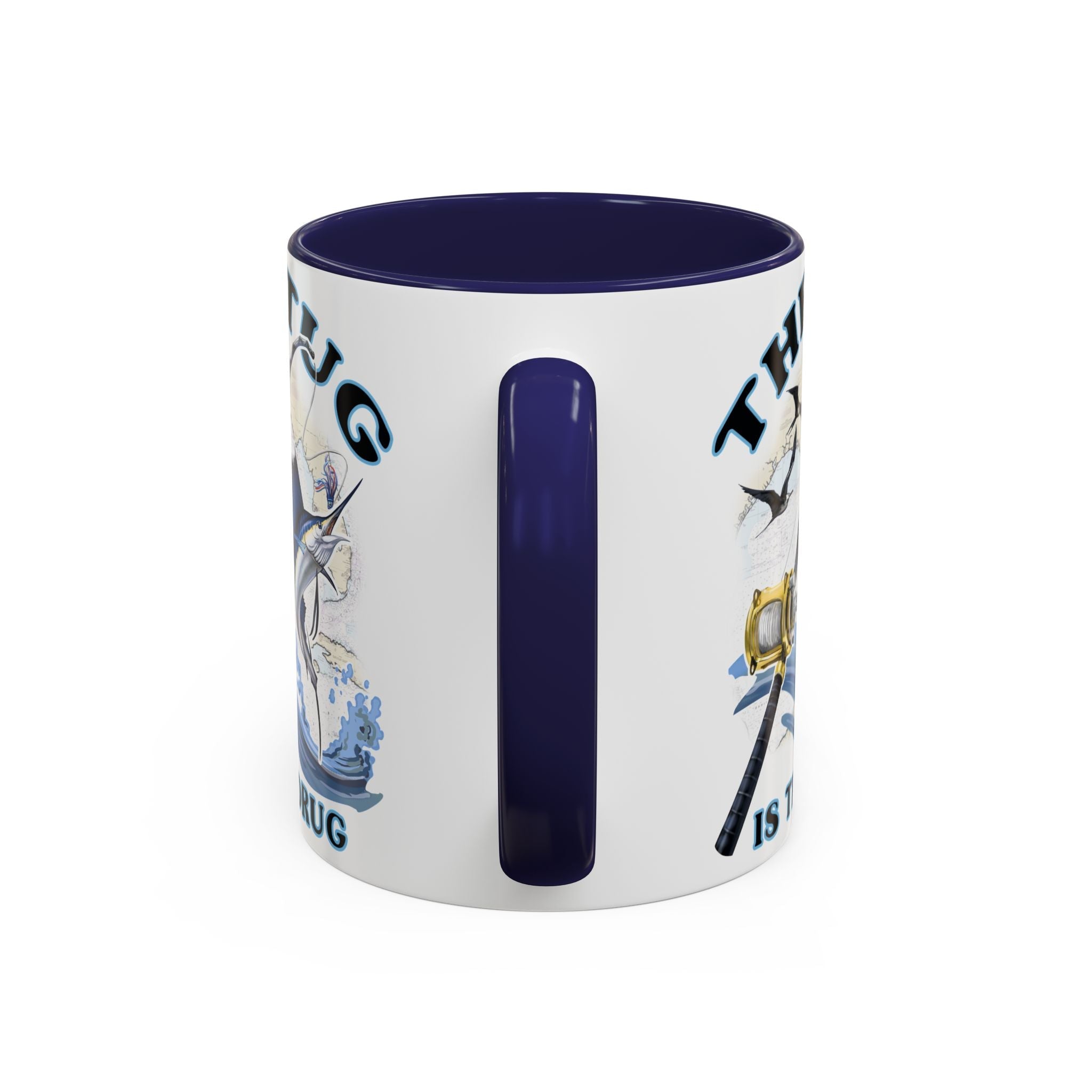 The Tug Is The Drug™ Fishing Enthusiast Accent Mug - Perfect Gift for Anglers, Coffee Lovers, Ocean Vibes, Fishing Gifts, Men & Women - Get Tight Gear