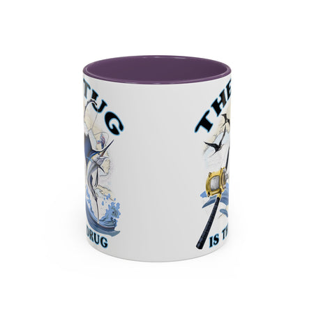 The Tug Is The Drug™ Fishing Enthusiast Accent Mug - Perfect Gift for Anglers, Coffee Lovers, Ocean Vibes, Fishing Gifts, Men & Women - Get Tight Gear