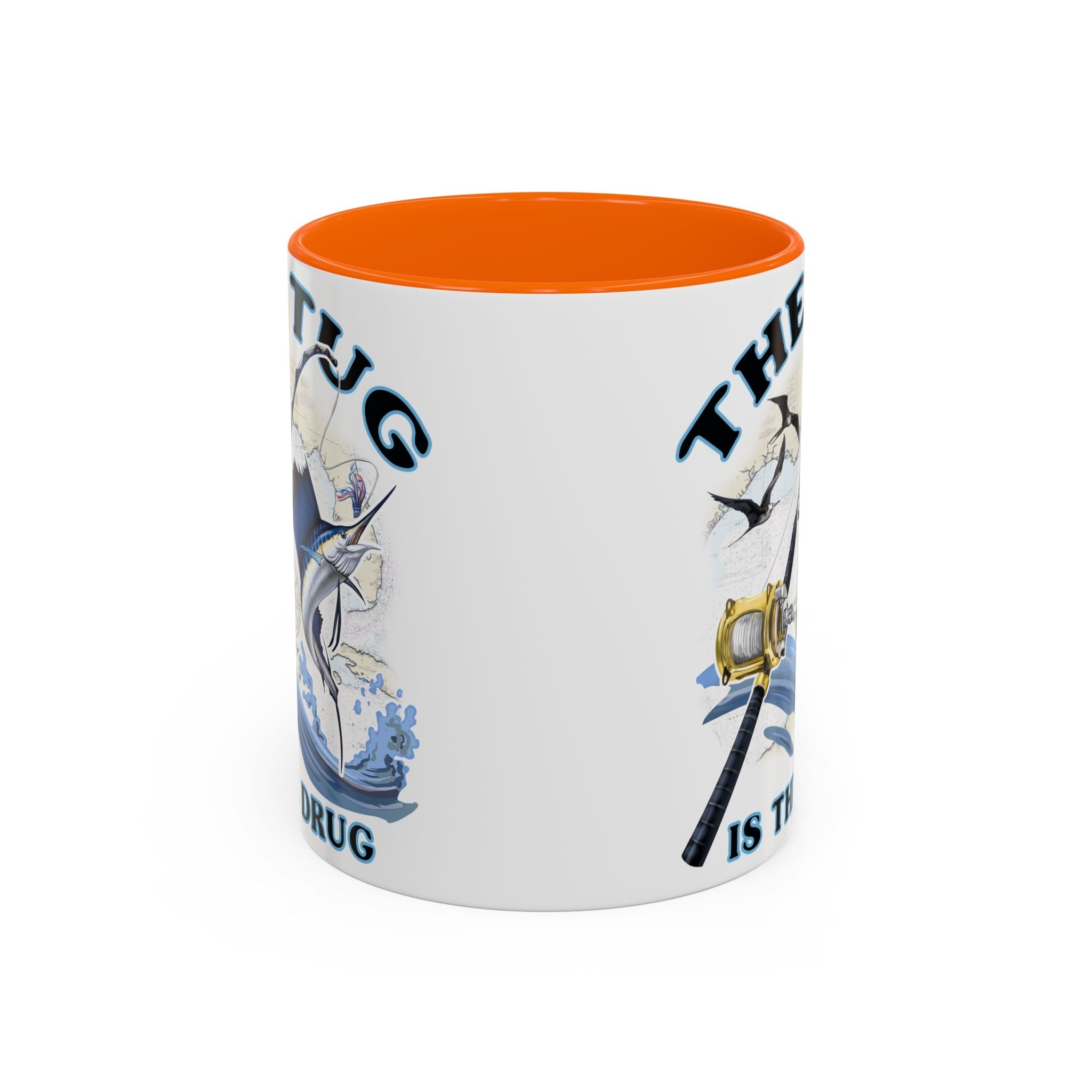 The Tug Is The Drug™ Fishing Enthusiast Accent Mug - Perfect Gift for Anglers, Coffee Lovers, Ocean Vibes, Fishing Gifts, Men & Women - Get Tight Gear