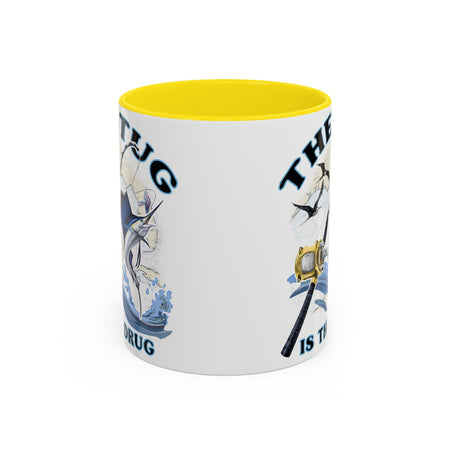 The Tug Is The Drug™ Fishing Enthusiast Accent Mug - Perfect Gift for Anglers, Coffee Lovers, Ocean Vibes, Fishing Gifts, Men & Women - Get Tight Gear