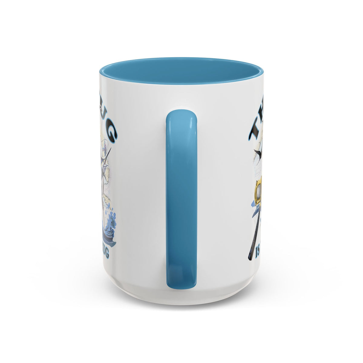 The Tug Is The Drug™ Fishing Enthusiast Accent Mug - Perfect Gift for Anglers, Coffee Lovers, Ocean Vibes, Fishing Gifts, Men & Women - Get Tight Gear