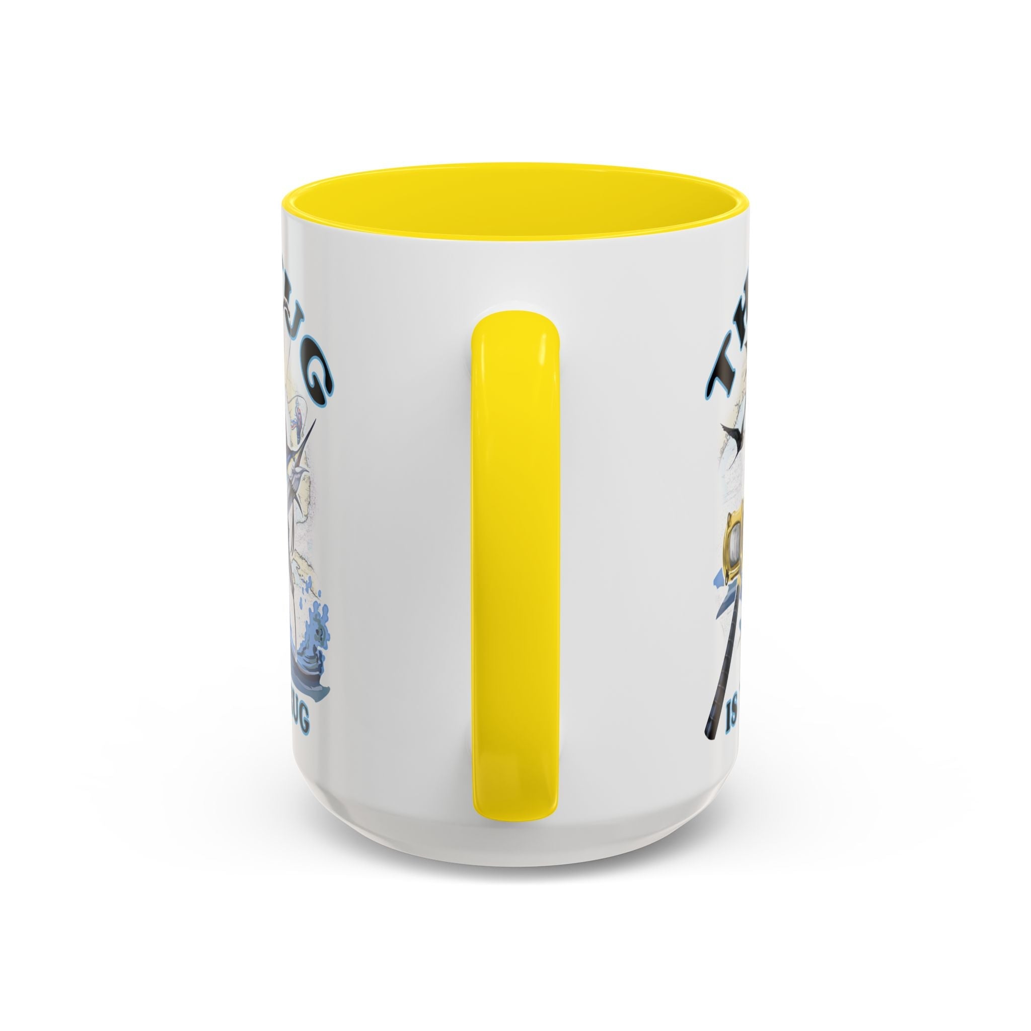 The Tug Is The Drug™ Fishing Enthusiast Accent Mug - Perfect Gift for Anglers, Coffee Lovers, Ocean Vibes, Fishing Gifts, Men & Women - Get Tight Gear