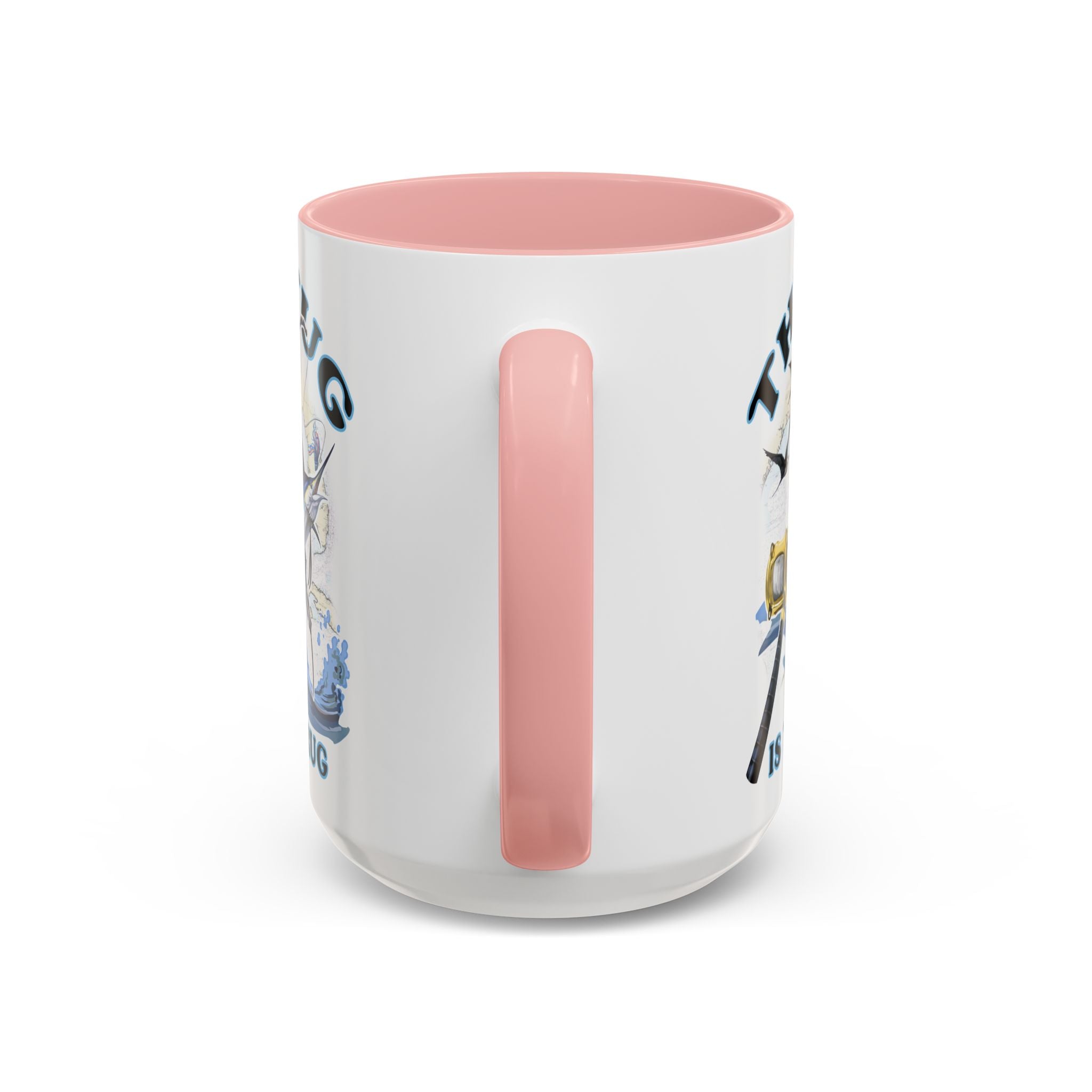 The Tug Is The Drug™ Fishing Enthusiast Accent Mug - Perfect Gift for Anglers, Coffee Lovers, Ocean Vibes, Fishing Gifts, Men & Women - Get Tight Gear