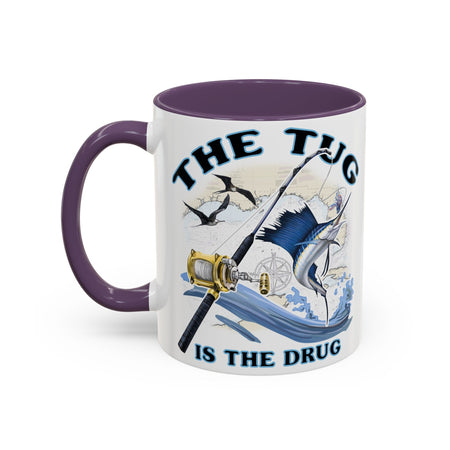 The Tug Is The Drug™ Fishing Enthusiast Accent Mug - Perfect Gift for Anglers, Coffee Lovers, Ocean Vibes, Fishing Gifts, Men & Women - Get Tight Gear