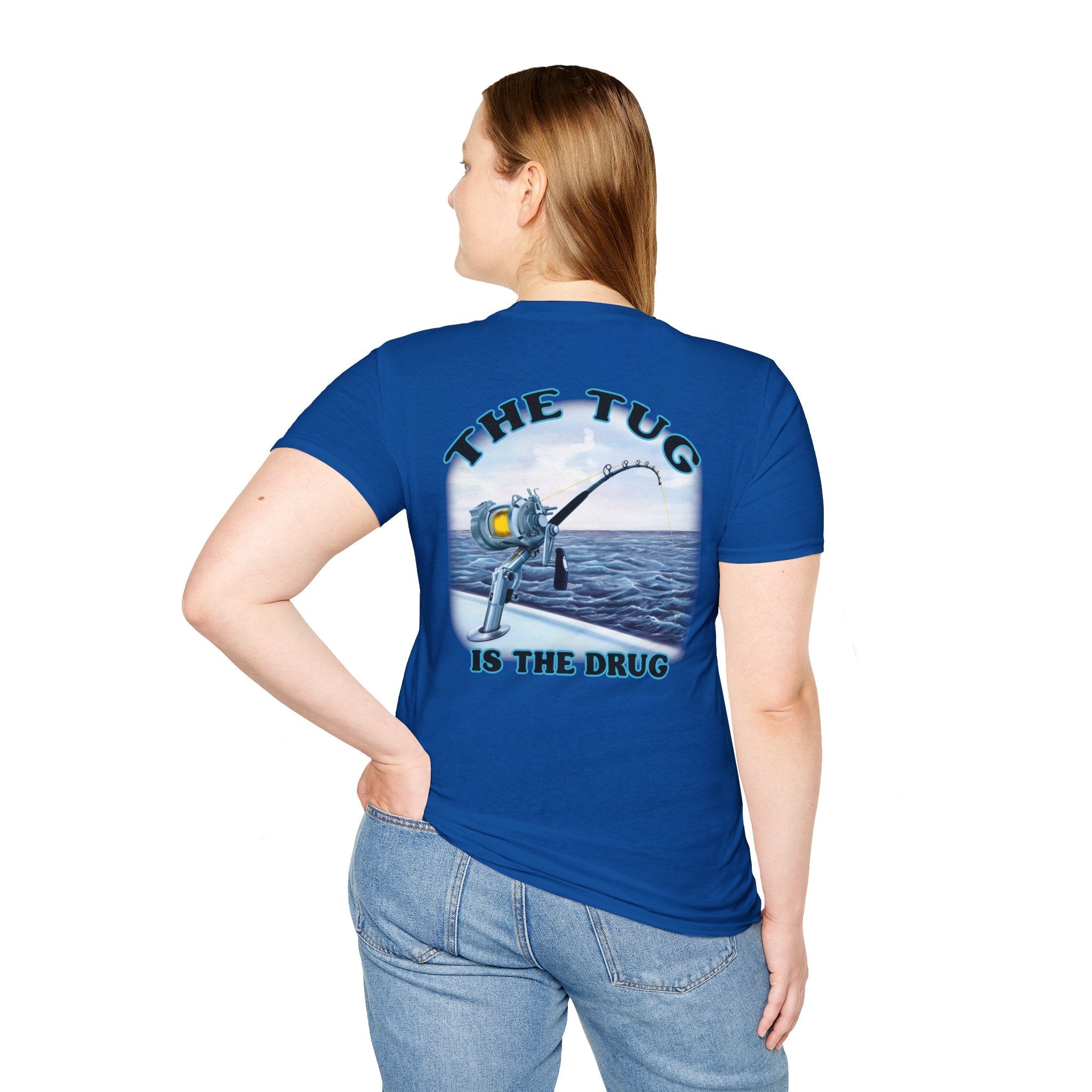 The Tug Is The Drug™ Fishing Enthusiast Unisex Softstyle T-Shirt | Coastal Vibes, Gift for Fishermen, Casual Wear, Outdoor Apparel, Beach Day - Get Tight Gear