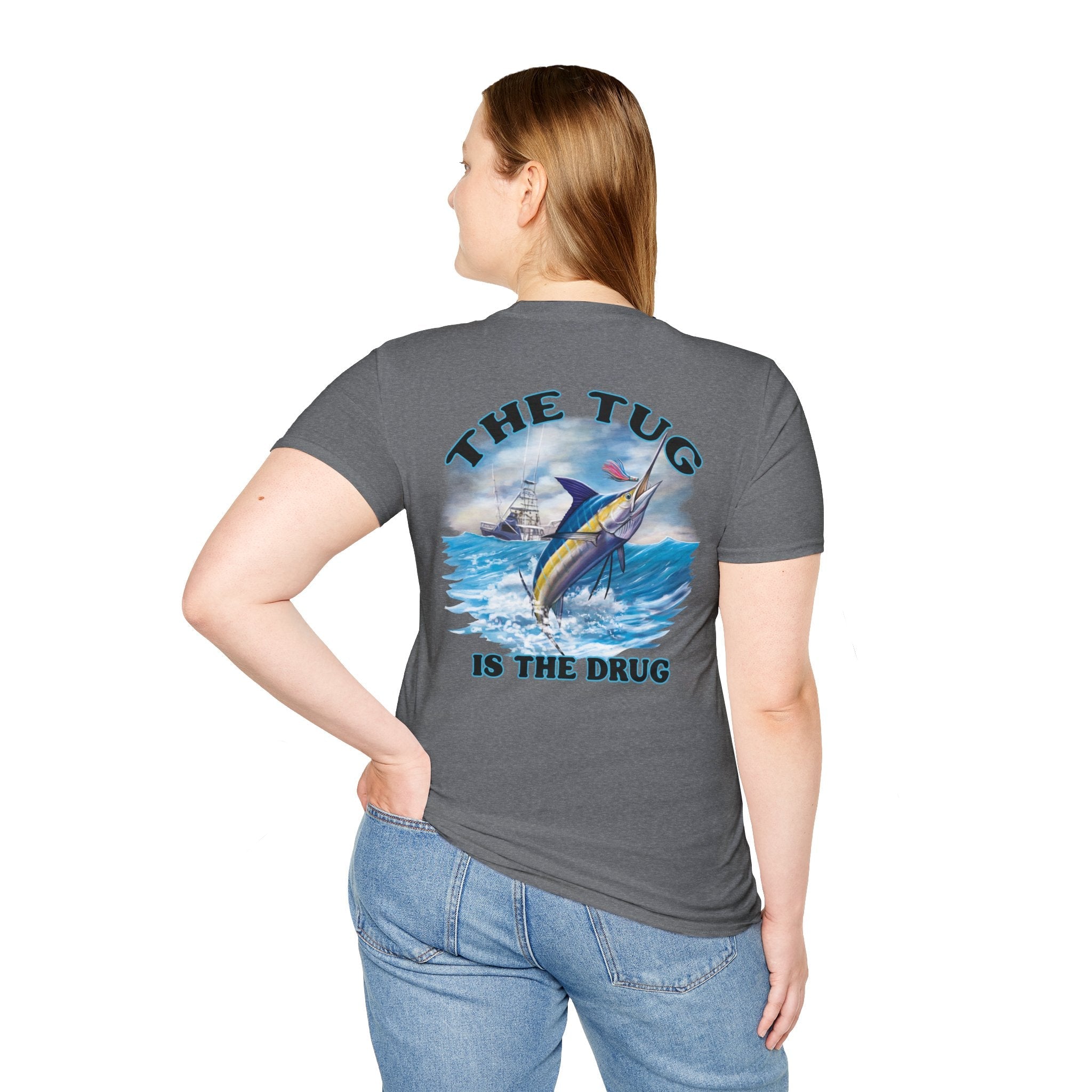 The Tug Is The Drug™ Fishing Enthusiast Unisex Softstyle T-Shirt | Coastal Vibes, Gift for Fishermen, Casual Wear, Outdoor Apparel, Beach Day - Get Tight Gear
