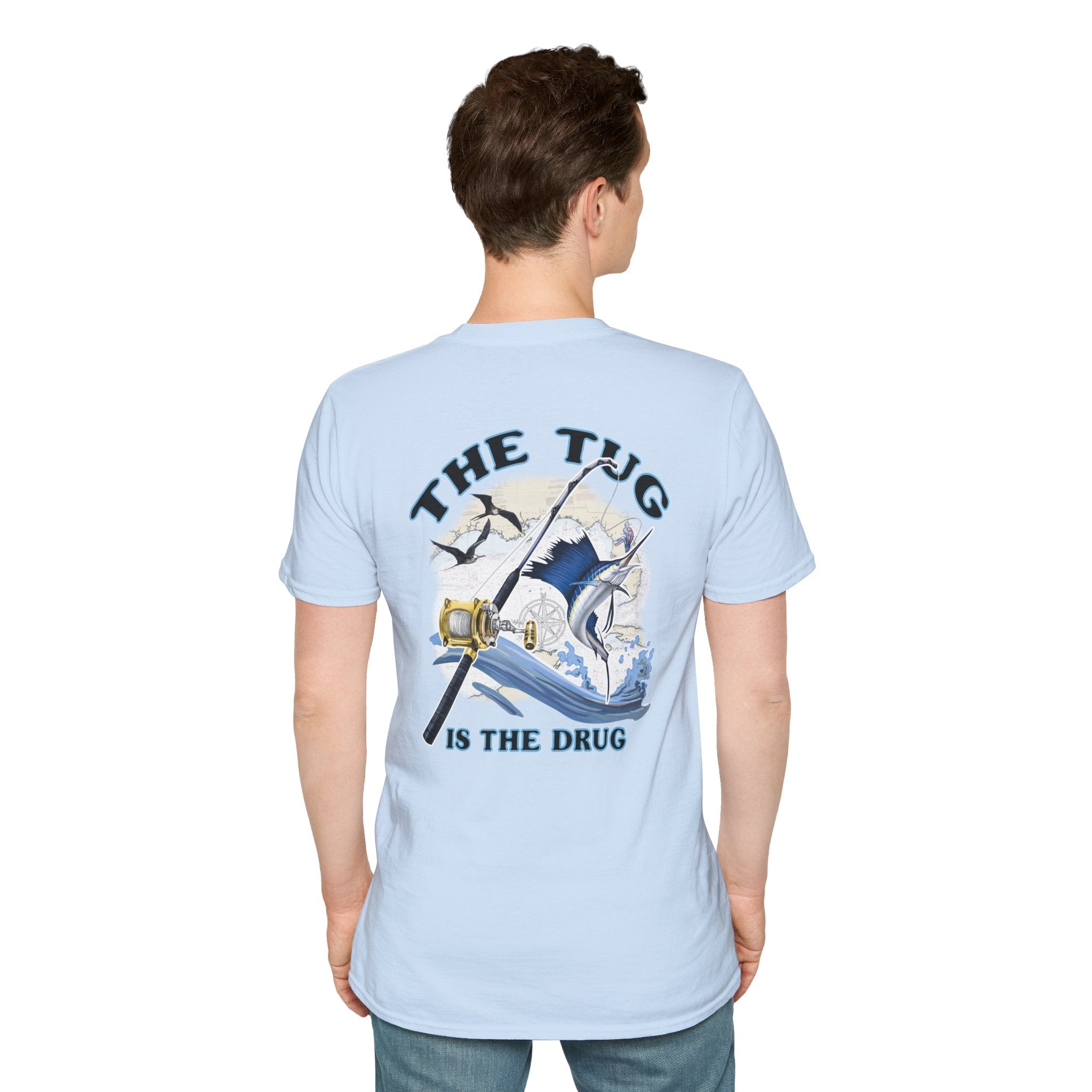 The Tug Is The Drug™ Fishing Enthusiast Unisex Softstyle T-Shirt | Coastal Vibes, Gift for Fishermen, Casual Wear, Outdoor Apparel, Beach Day - Get Tight Gear