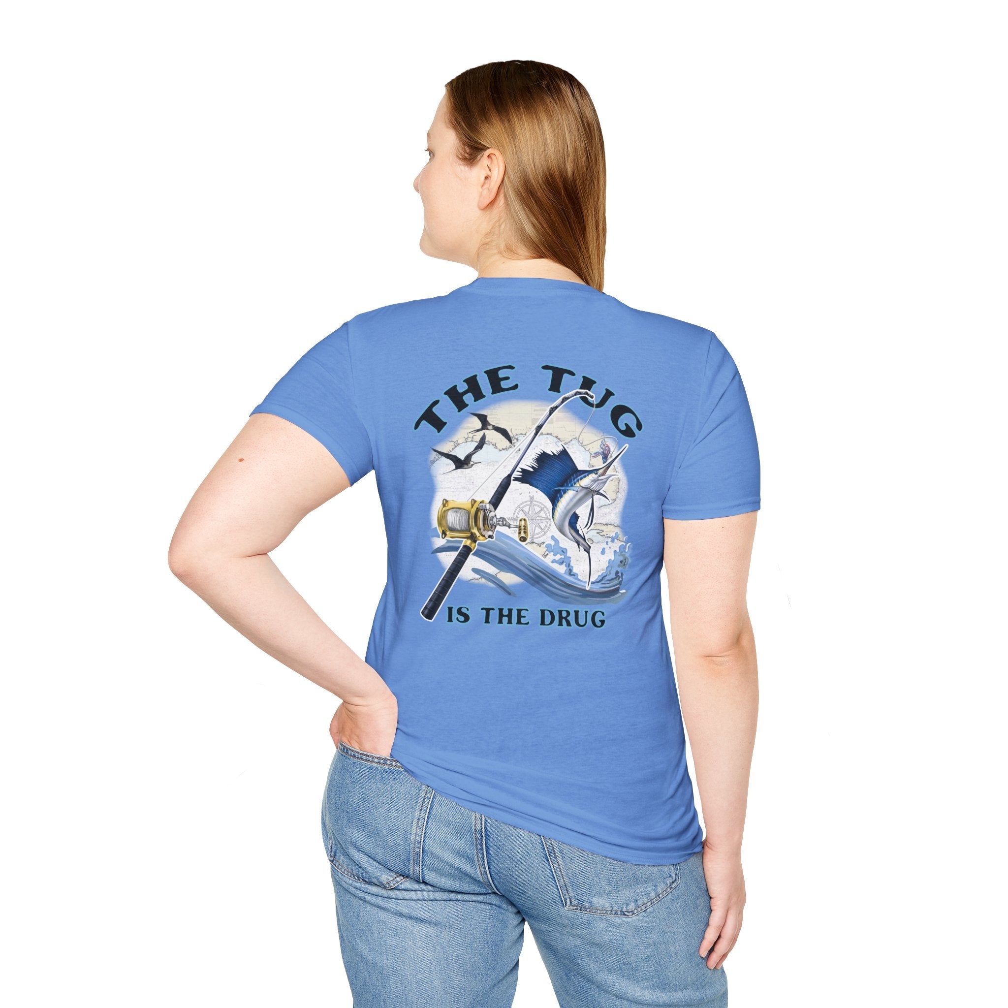 The Tug Is The Drug™ Fishing Enthusiast Unisex Softstyle T-Shirt | Coastal Vibes, Gift for Fishermen, Casual Wear, Outdoor Apparel, Beach Day - Get Tight Gear