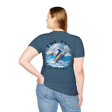 The Tug Is The Drug™ Fishing Enthusiast Unisex Softstyle T-Shirt | Coastal Vibes, Gift for Fishermen, Casual Wear, Outdoor Apparel, Beach Day - Get Tight Gear
