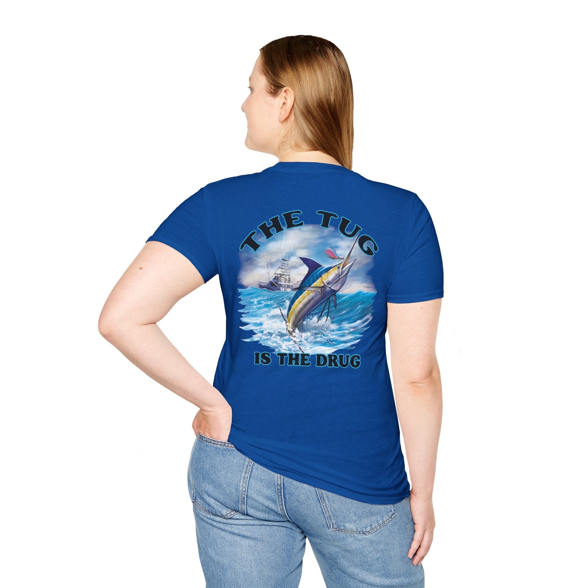 The Tug Is The Drug™ Fishing Enthusiast Unisex Softstyle T-Shirt | Coastal Vibes, Gift for Fishermen, Casual Wear, Outdoor Apparel, Beach Day - Get Tight Gear