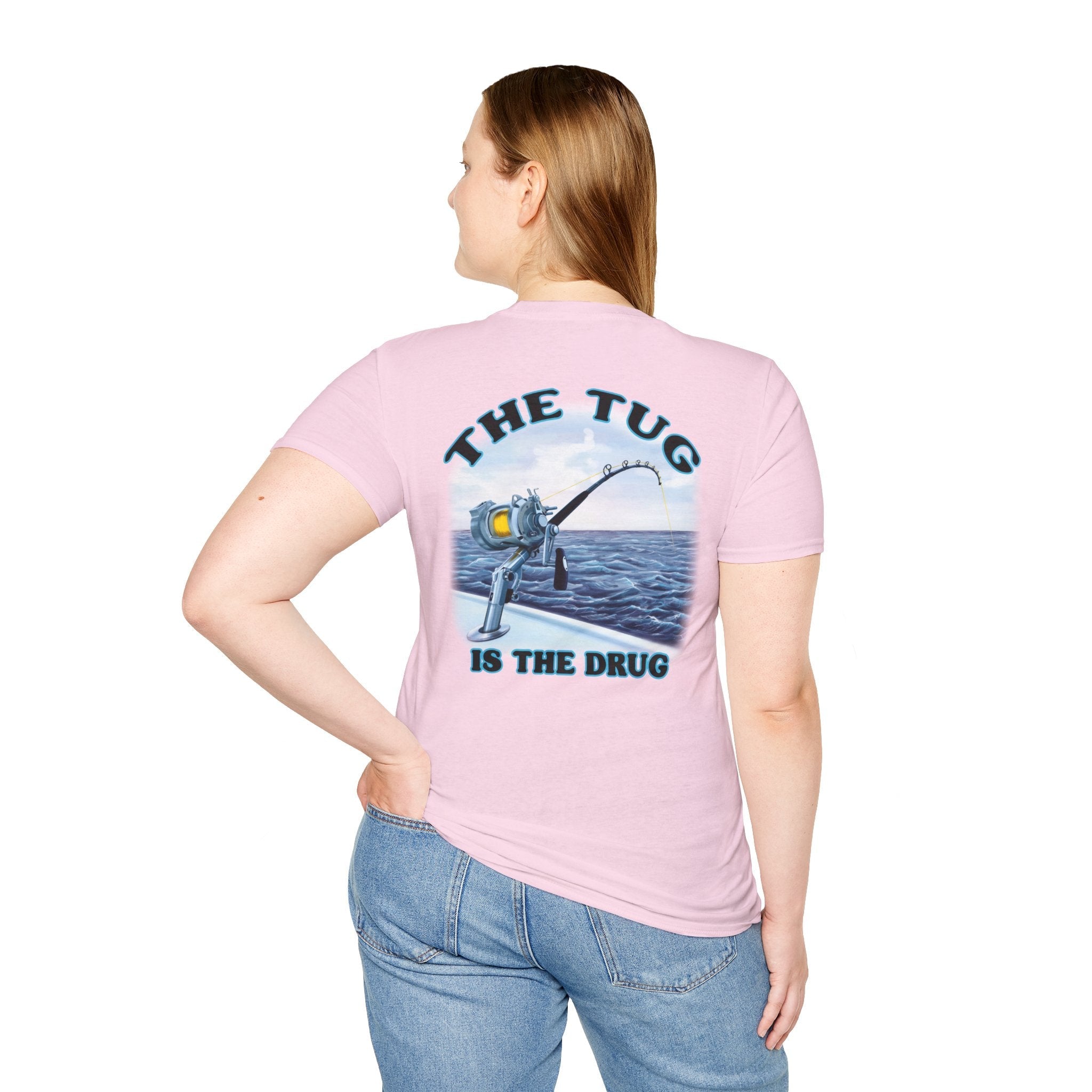 The Tug Is The Drug™ Fishing Enthusiast Unisex Softstyle T-Shirt | Coastal Vibes, Gift for Fishermen, Casual Wear, Outdoor Apparel, Beach Day - Get Tight Gear