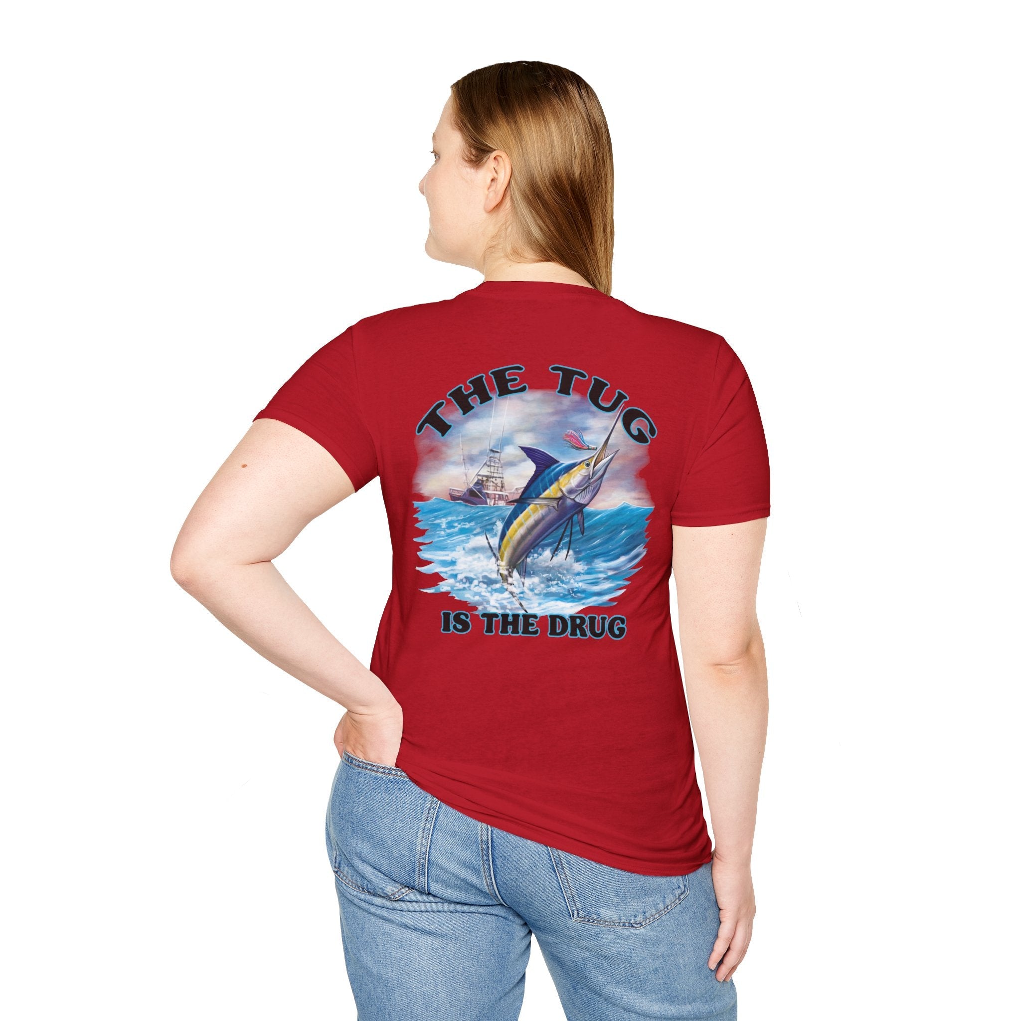 The Tug Is The Drug™ Fishing Enthusiast Unisex Softstyle T-Shirt | Coastal Vibes, Gift for Fishermen, Casual Wear, Outdoor Apparel, Beach Day - Get Tight Gear