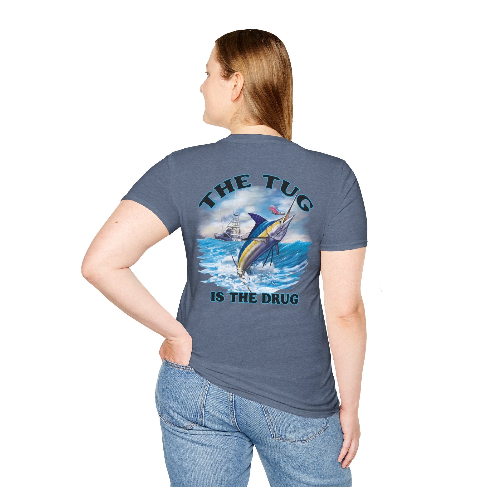The Tug Is The Drug™ Fishing Enthusiast Unisex Softstyle T-Shirt | Coastal Vibes, Gift for Fishermen, Casual Wear, Outdoor Apparel, Beach Day - Get Tight Gear