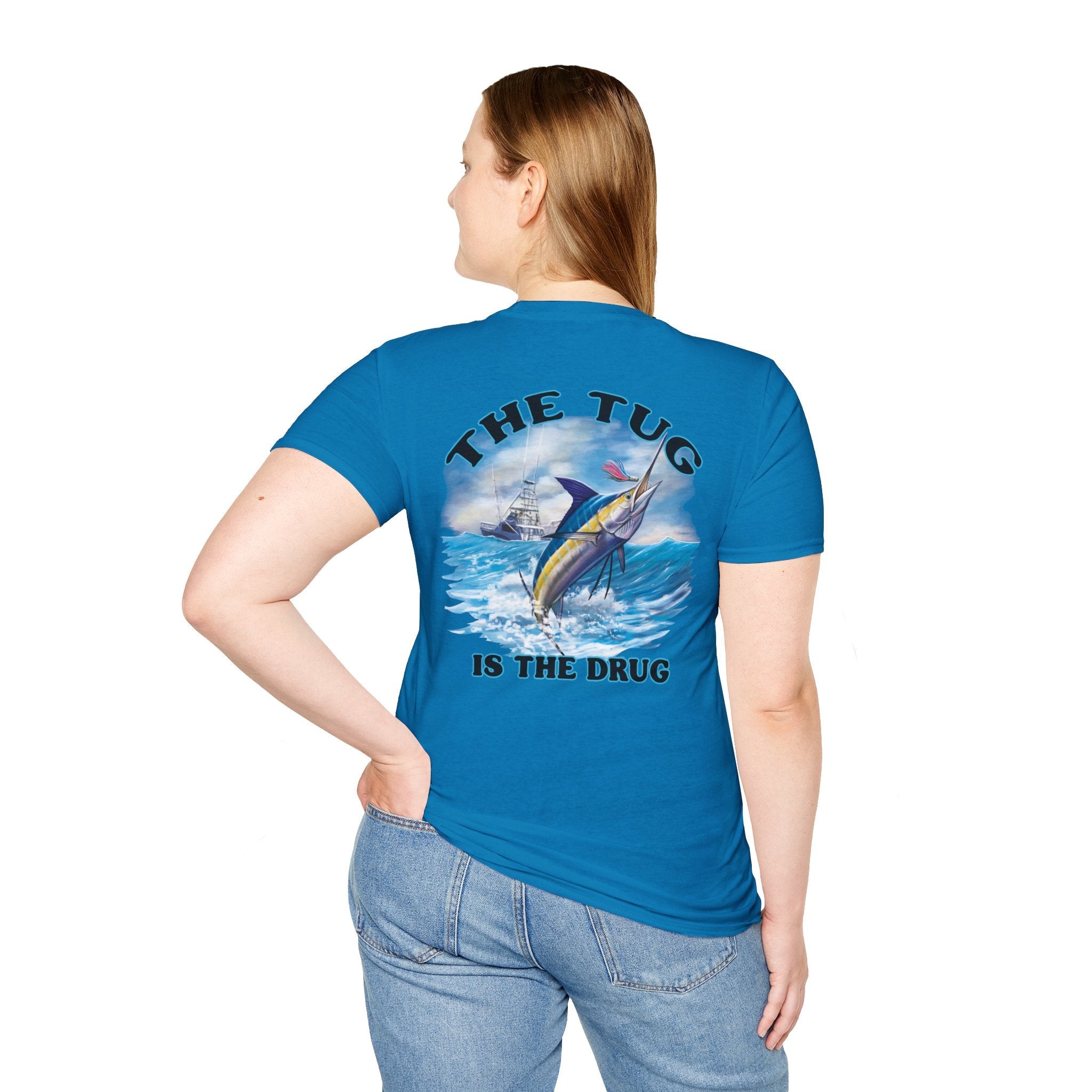The Tug Is The Drug™ Fishing Enthusiast Unisex Softstyle T-Shirt | Coastal Vibes, Gift for Fishermen, Casual Wear, Outdoor Apparel, Beach Day - Get Tight Gear