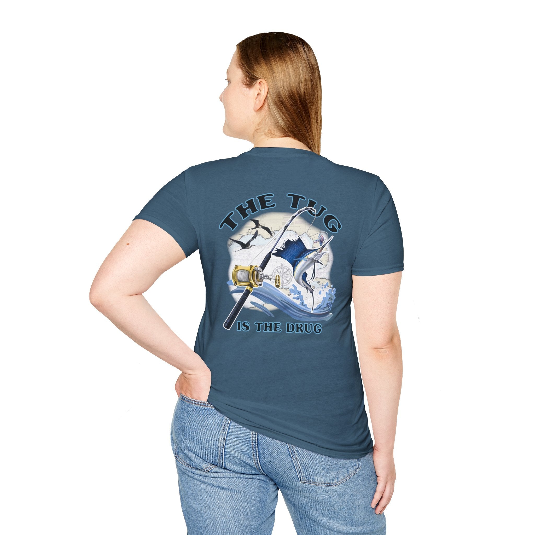 The Tug Is The Drug™ Fishing Enthusiast Unisex Softstyle T-Shirt | Coastal Vibes, Gift for Fishermen, Casual Wear, Outdoor Apparel, Beach Day - Get Tight Gear