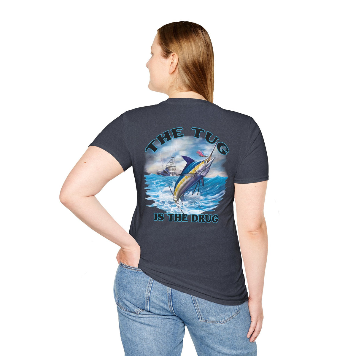 The Tug Is The Drug™ Fishing Enthusiast Unisex Softstyle T-Shirt | Coastal Vibes, Gift for Fishermen, Casual Wear, Outdoor Apparel, Beach Day - Get Tight Gear