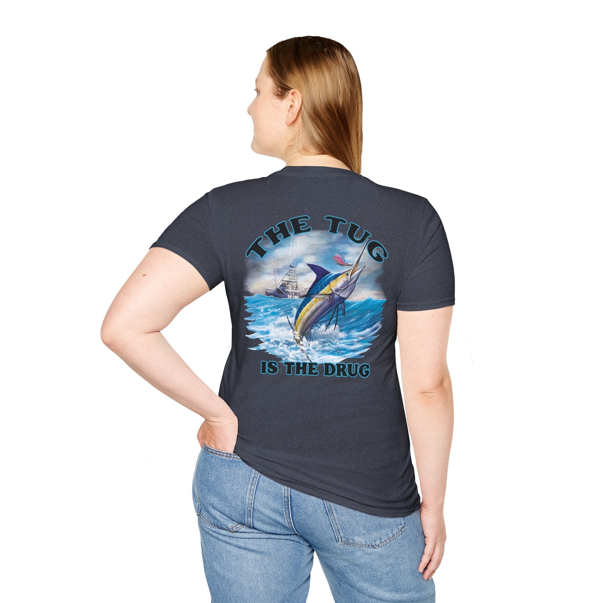 The Tug Is The Drug™ Fishing Enthusiast Unisex Softstyle T-Shirt | Coastal Vibes, Gift for Fishermen, Casual Wear, Outdoor Apparel, Beach Day - Get Tight Gear