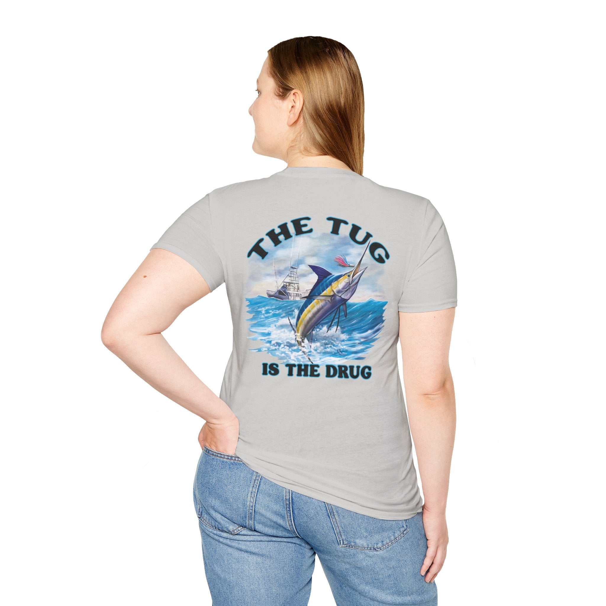 The Tug Is The Drug™ Fishing Enthusiast Unisex Softstyle T-Shirt | Coastal Vibes, Gift for Fishermen, Casual Wear, Outdoor Apparel, Beach Day - Get Tight Gear