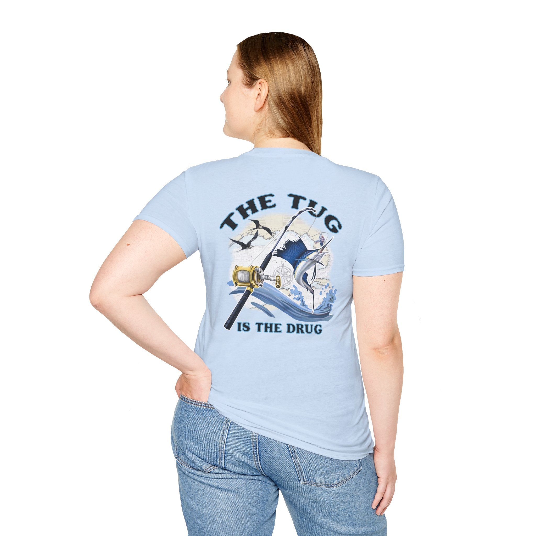 The Tug Is The Drug™ Fishing Enthusiast Unisex Softstyle T-Shirt | Coastal Vibes, Gift for Fishermen, Casual Wear, Outdoor Apparel, Beach Day - Get Tight Gear