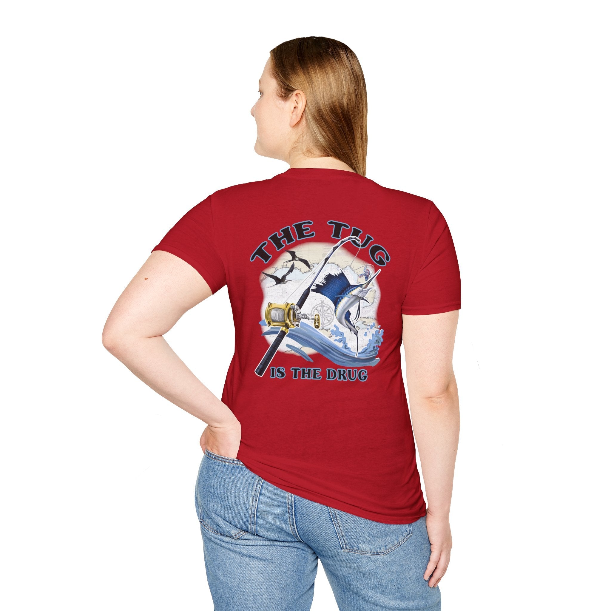 The Tug Is The Drug™ Fishing Enthusiast Unisex Softstyle T-Shirt | Coastal Vibes, Gift for Fishermen, Casual Wear, Outdoor Apparel, Beach Day - Get Tight Gear