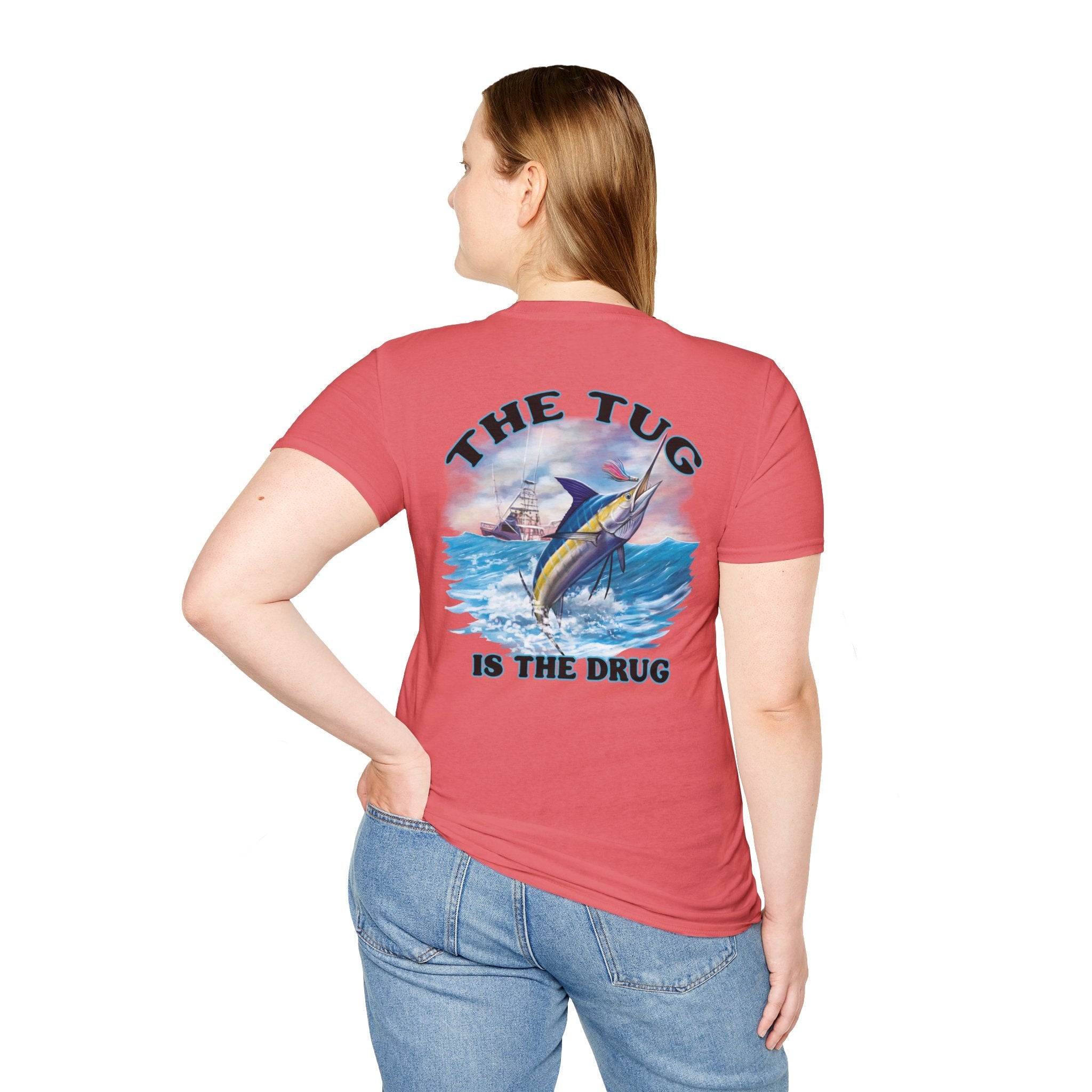 The Tug Is The Drug™ Fishing Enthusiast Unisex Softstyle T-Shirt | Coastal Vibes, Gift for Fishermen, Casual Wear, Outdoor Apparel, Beach Day - Get Tight Gear