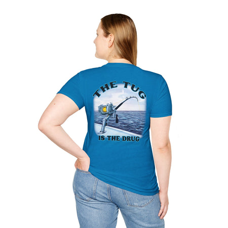 The Tug Is The Drug™ Fishing Enthusiast Unisex Softstyle T-Shirt | Coastal Vibes, Gift for Fishermen, Casual Wear, Outdoor Apparel, Beach Day - Get Tight Gear