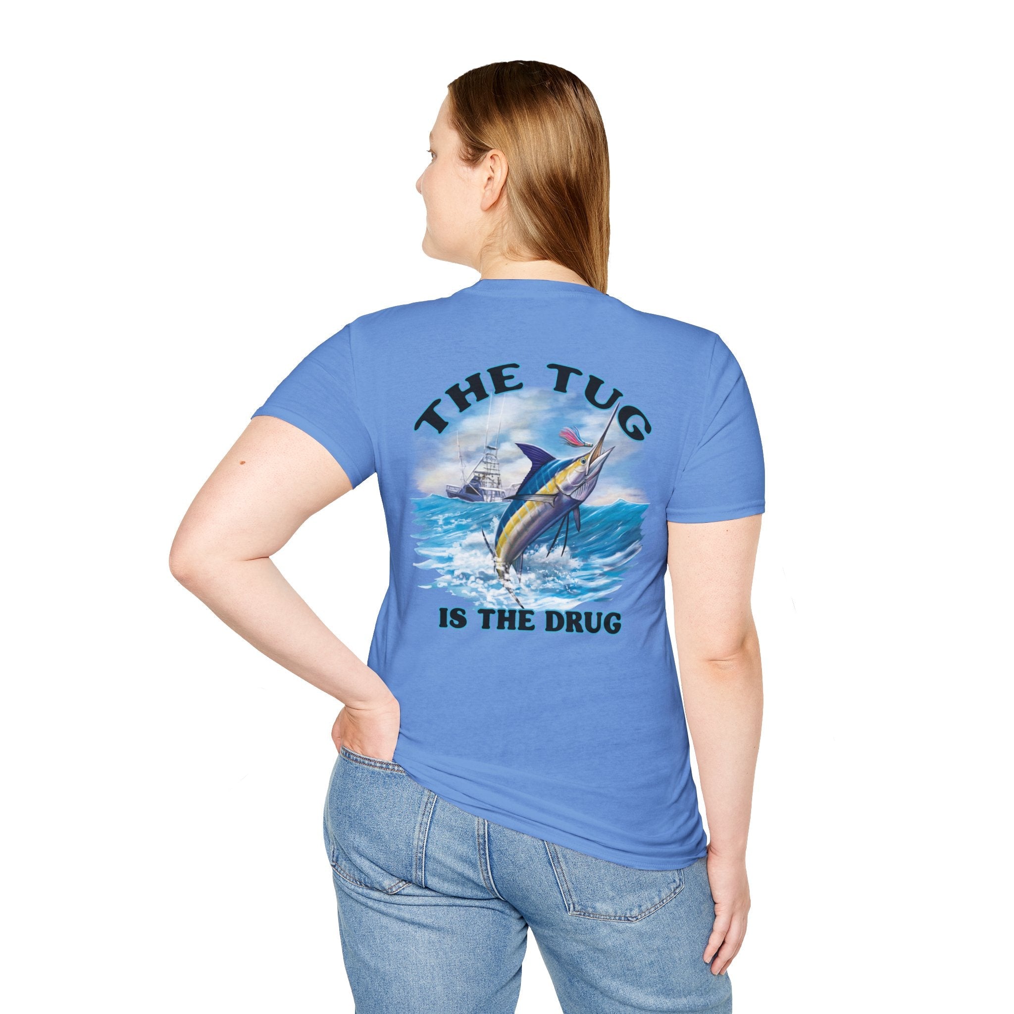 The Tug Is The Drug™ Fishing Enthusiast Unisex Softstyle T-Shirt | Coastal Vibes, Gift for Fishermen, Casual Wear, Outdoor Apparel, Beach Day - Get Tight Gear