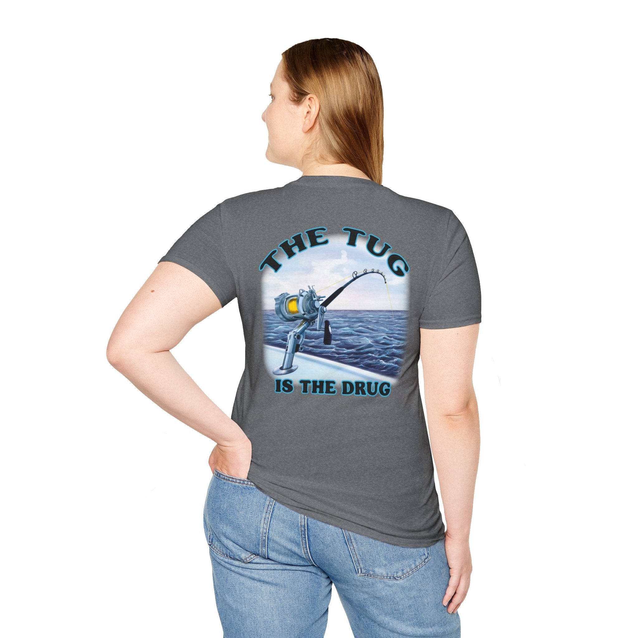 The Tug Is The Drug™ Fishing Enthusiast Unisex Softstyle T-Shirt | Coastal Vibes, Gift for Fishermen, Casual Wear, Outdoor Apparel, Beach Day - Get Tight Gear