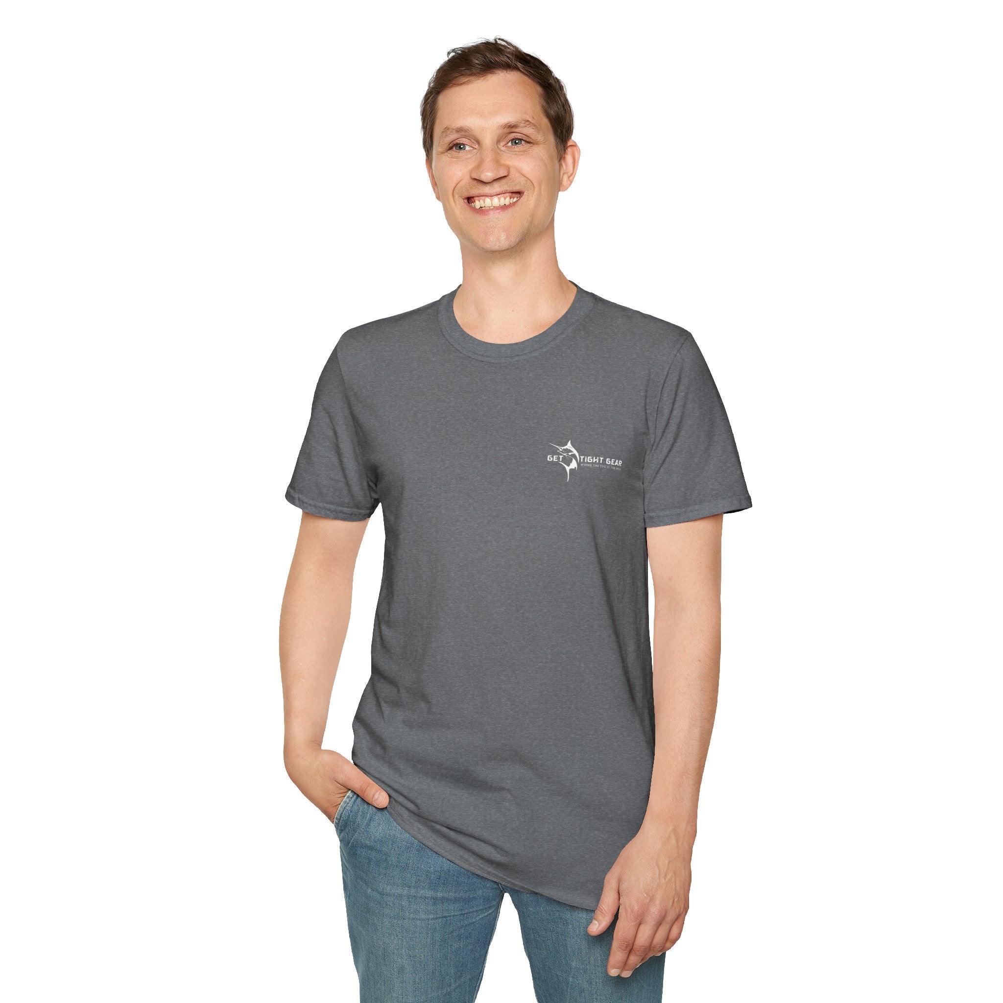 The Tug Is The Drug™ Fishing Enthusiast Unisex Softstyle T-Shirt | Coastal Vibes, Gift for Fishermen, Casual Wear, Outdoor Apparel, Beach Day - Get Tight Gear