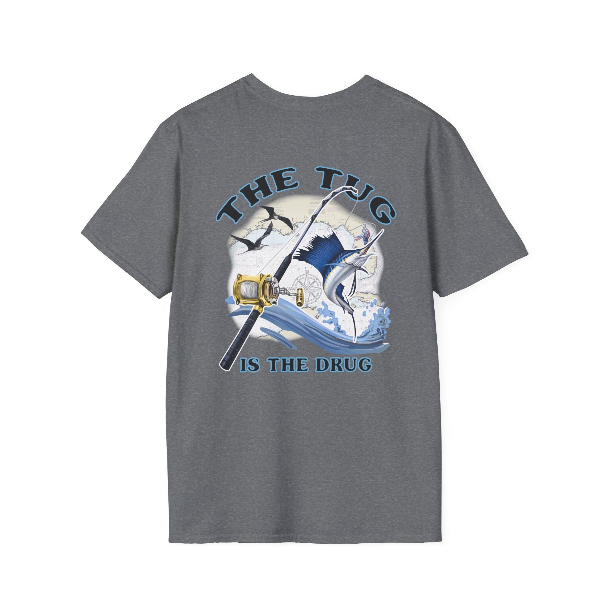 The Tug Is The Drug™ Fishing Enthusiast Unisex Softstyle T-Shirt | Coastal Vibes, Gift for Fishermen, Casual Wear, Outdoor Apparel, Beach Day - Get Tight Gear