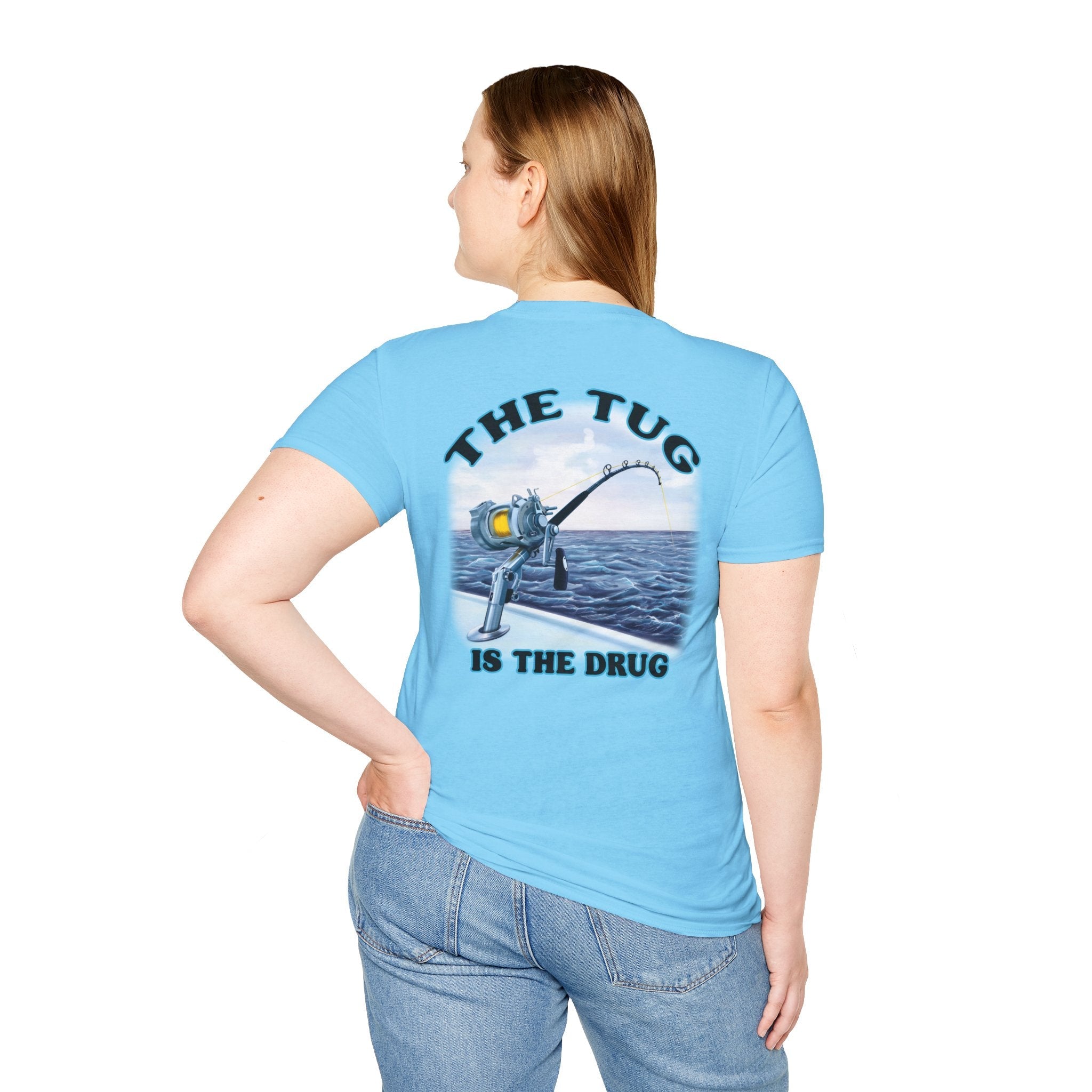 The Tug Is The Drug™ Fishing Enthusiast Unisex Softstyle T-Shirt | Coastal Vibes, Gift for Fishermen, Casual Wear, Outdoor Apparel, Beach Day - Get Tight Gear