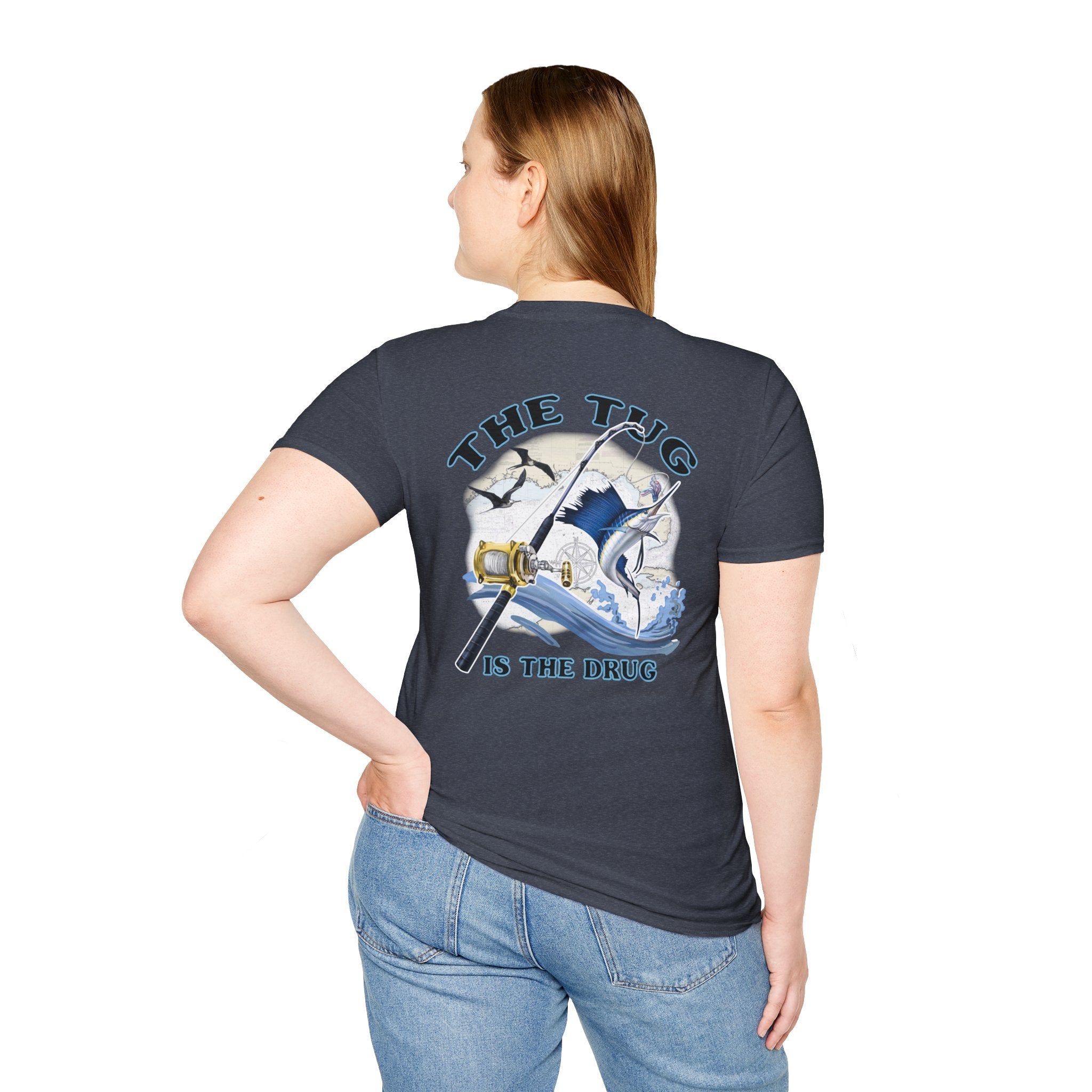 The Tug Is The Drug™ Fishing Enthusiast Unisex Softstyle T-Shirt | Coastal Vibes, Gift for Fishermen, Casual Wear, Outdoor Apparel, Beach Day - Get Tight Gear