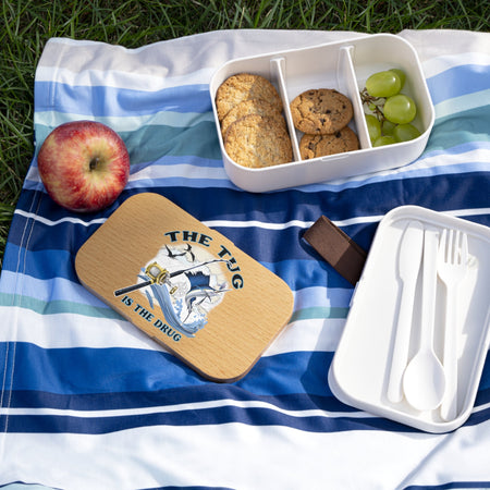 The Tug Is The Drug™ Fishing - Themed Bento Lunch Box, Perfect for Outdoor Adventures, Angler Gift, Meal Prep, Kids Lunch, Eco - Friendly - Get Tight Gear