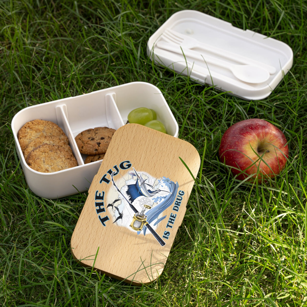 The Tug Is The Drug™ Fishing - Themed Bento Lunch Box, Perfect for Outdoor Adventures, Angler Gift, Meal Prep, Kids Lunch, Eco - Friendly - Get Tight Gear