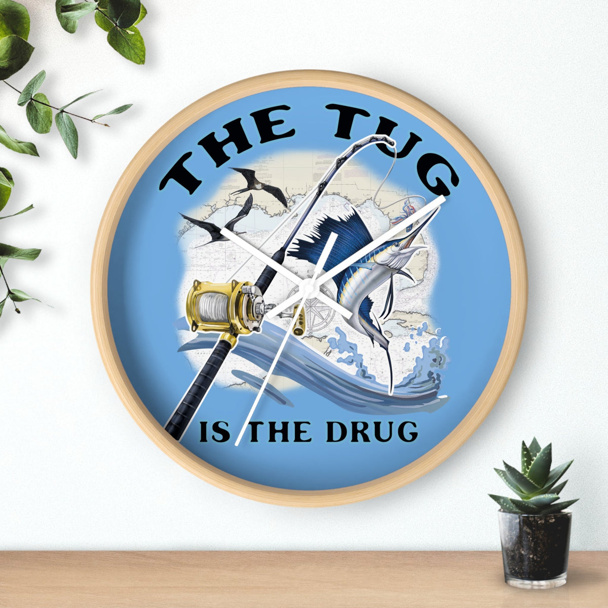 The Tug Is The Drug™ Nautical Wall Clock - Perfect Gift for Anglers - Get Tight Gear