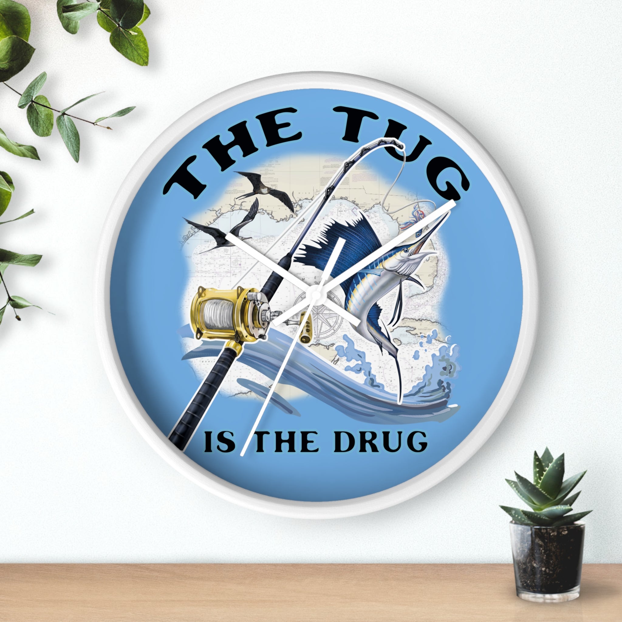 The Tug Is The Drug™ Nautical Wall Clock - Perfect Gift for Anglers - Get Tight Gear