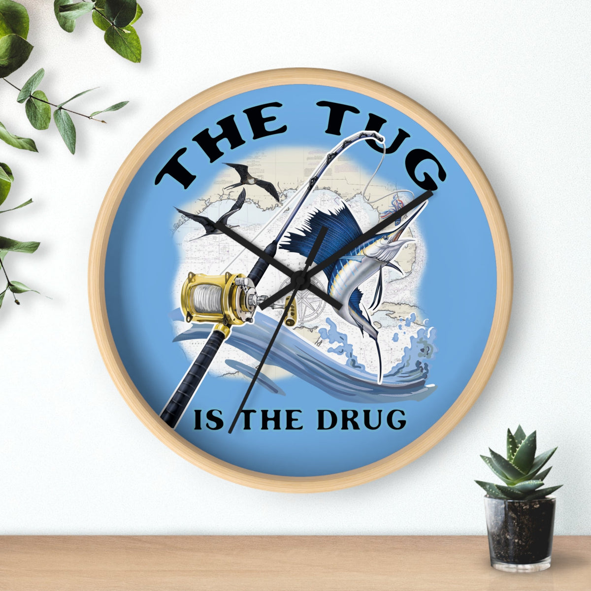 The Tug Is The Drug™ Nautical Wall Clock - Perfect Gift for Anglers - Get Tight Gear