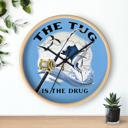 The Tug Is The Drug™ Nautical Wall Clock - Perfect Gift for Anglers - Get Tight Gear