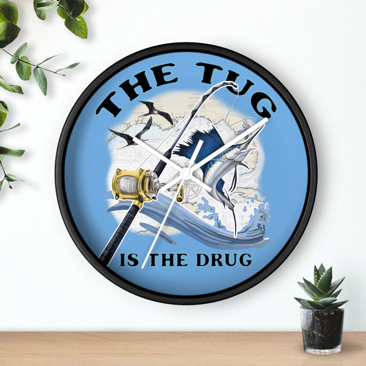 The Tug Is The Drug™ Nautical Wall Clock - Perfect Gift for Anglers - Get Tight Gear