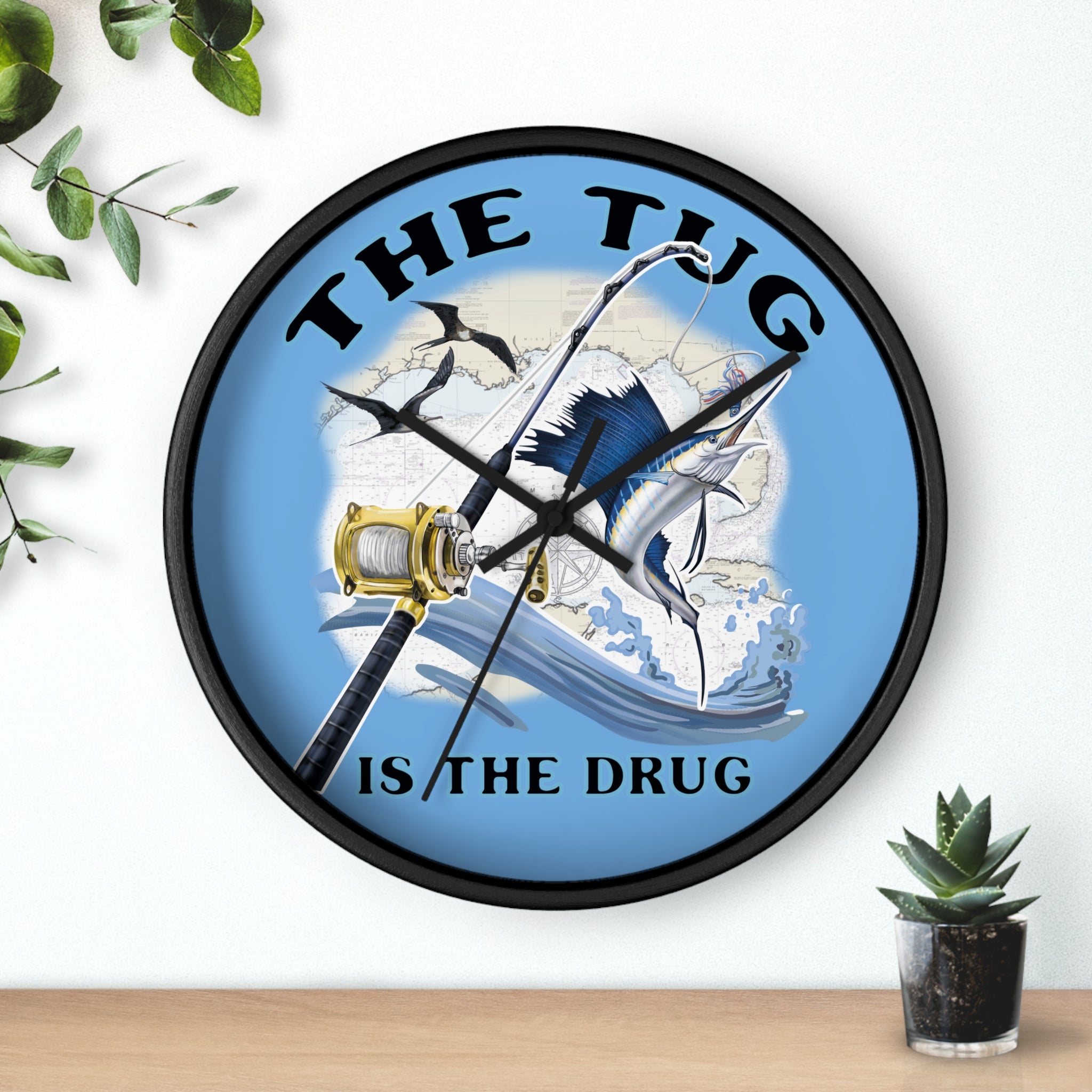 The Tug Is The Drug™ Nautical Wall Clock - Perfect Gift for Anglers - Get Tight Gear